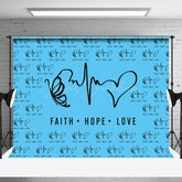 Lofaris Blue Black Faith Hope Love Electrocardiogram Backdrop